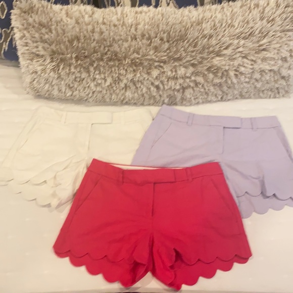 J. Crew Pants - J Crew 3 pr Lot Sz 4 women’s linen scallop shorts